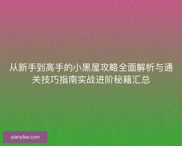 从新手到高手的小黑屋攻略全面解析与通关技巧指南实战进阶秘籍汇总
